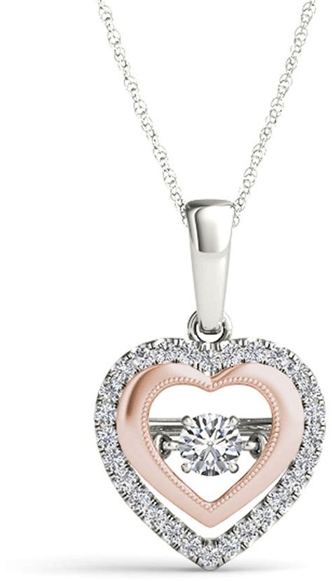 JCPenney FINE JEWELRY Love in Motion 1/4 CT. T.W. Diamond Double Heart Pendant Necklace ...