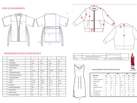 A factory standard clothing measurements specification sheet or size chart | Upwork