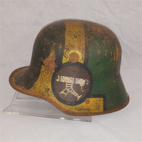 WWI Imperial German M16 Machine Gunners Stahlhelm Helmet With Painted Camouflage - Sally Antiques