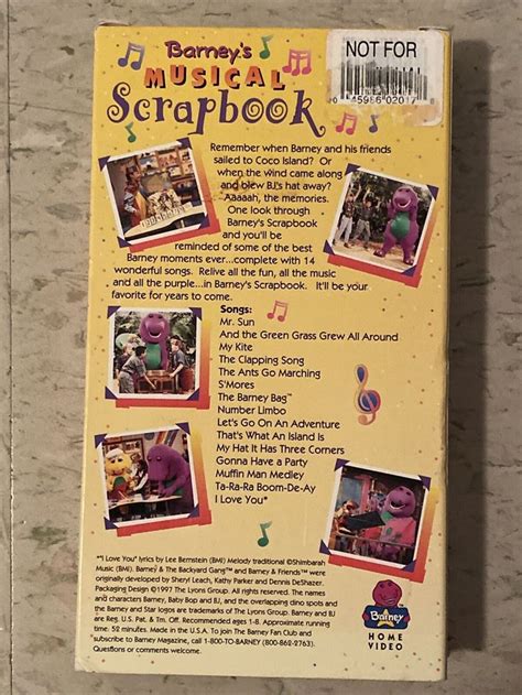 Barney's Musical Scrapbook (VHS, 1997) • $10.00 | Musicals, Sing along ...