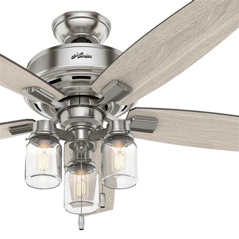 Hunter Fan 52 inch Brushed Nickel Ceiling Fan with LED Lights 840304137633 | eBay