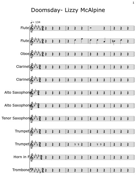 Doomsday- Lizzy McAlpine - Sheet music for Flute, Oboe, Clarinet, Alto Saxophone, Tenor ...