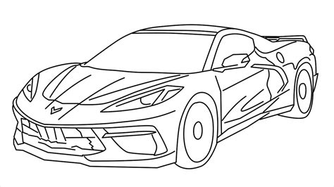 How To Draw Chevrolet Corvette C8 Step by Step - [20 Easy Phase]