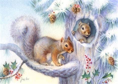 Christmas Squirrels | Squirrel, Christmas squirrel, Art prints