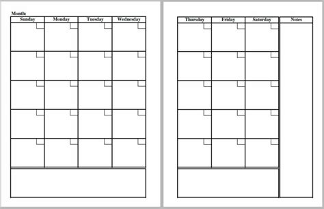 Two Page Monthly Calendar Printable