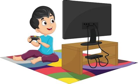 Vector Illustration Of Kids Playing Video Game Royalty Free, 52% OFF