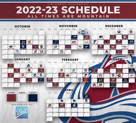 Here’s a photo of the schedule so you don’t have to go to a different website. : r/ColoradoAvalanche