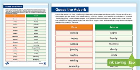 Guess the Adverb Game (teacher made) - Twinkl