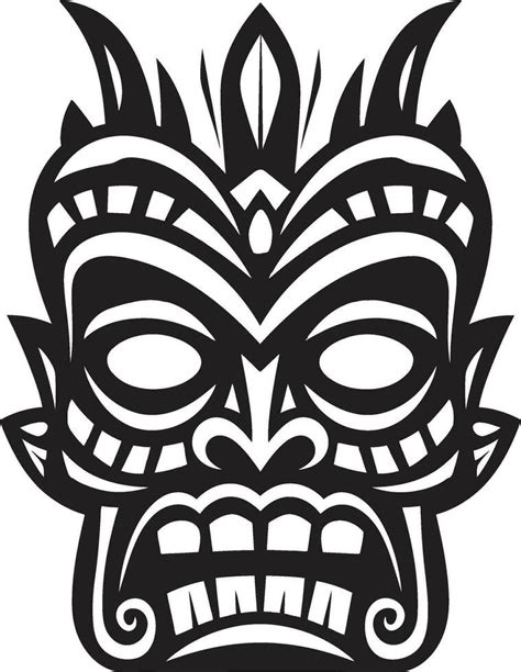 Tribal Totem Majesty Emblematic Design with Monochrome Tiki Iconic Tribute to Indigenous Beauty ...