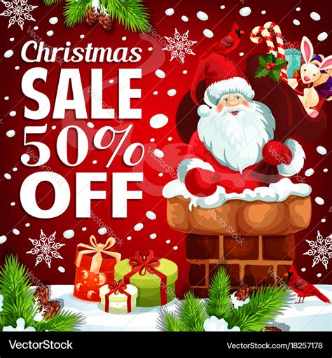 Christmas holiday promo sale santa poster Vector Image