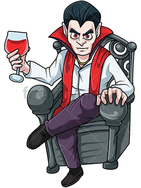 Creepy Vampire Drinking Blood Cartoon Vector Clipart - FriendlyStock