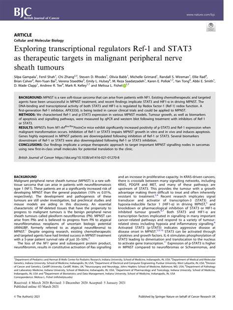 (PDF) Abstract C017: Signaling through Ref-1 and STAT3 in soft tissue sarcoma (MPNST) and the ...