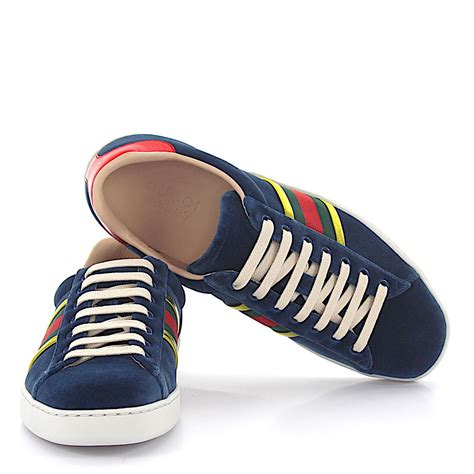 Gucci Ace Sneakers Velvet Blue Metallic Stripes in Blue for Men | Lyst