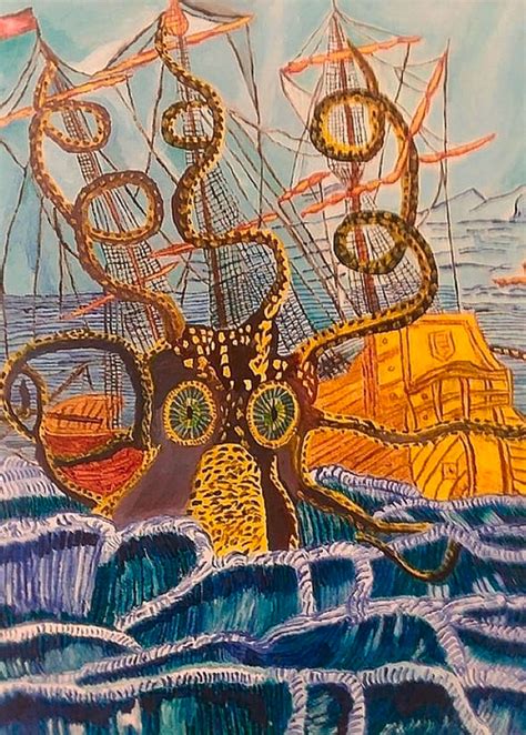 Release the Kraken Norse Mythology Colossal Squid Sea | Etsy