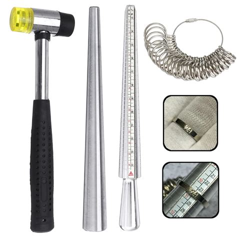 Aliexpress.com : Buy 4Pcs/Set Metal Ring Sizer Mandrel Stick Finger Gauge Measure Hammer Jewelry ...