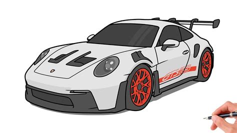 How to draw a PORSCHE 911 GT3 RS / drawing Porsche 992 gt 3 rs 2022 ...