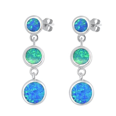 Multi-Color Synthetic Opal Multiple Circle Drop Earring Sterling Silver - Walmart.com