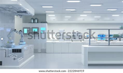 3d Rendering White Futuristic Laboratory Interior Stock Illustration ...