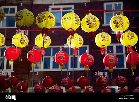 Lanterns in China Town - Chinese New Year, London Stock Photo - Alamy