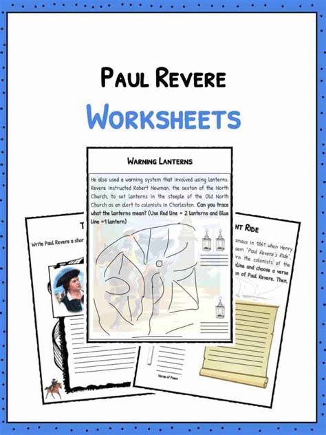 Paul Revere Biography, Facts and Worksheets For Kids