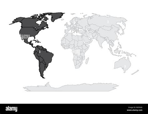 La carte du monde illustration avec le continent américain à mettre en ...