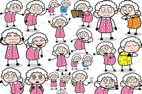 Grandmother ~ Cartoon Character Set | Cartoon characters, Cartoon, Logo illustration