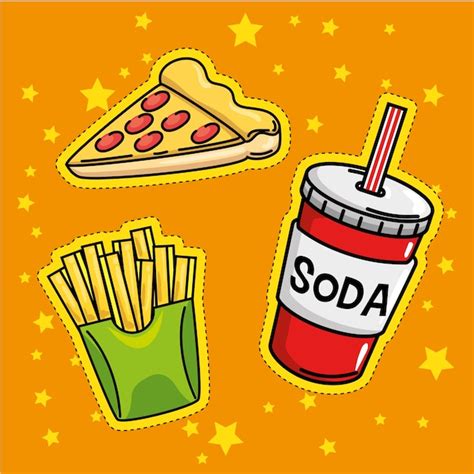 Premium Vector | Fast food stickers pop art