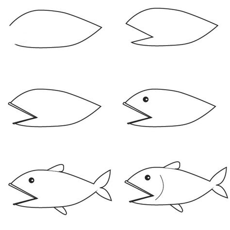 Drawing fish | Kunst voor kinderen, Leer tekenen, Dieren tekenen