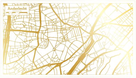 Premium Vector | Anderlecht belgium city map in retro style in golden color outline map