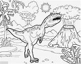 T Rex Con Volcanes Alrededor Para Colorear Imprimir E Dibujar  sketch template