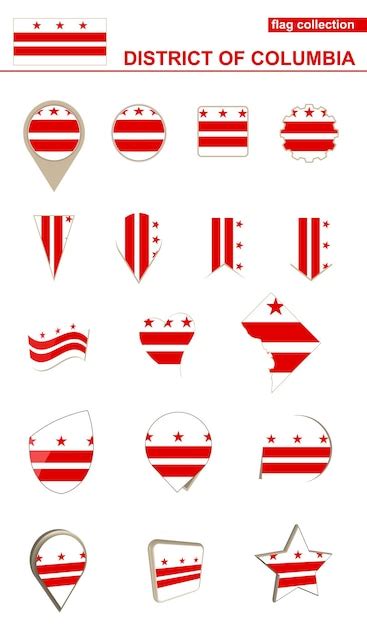 Premium Vector | District of columbia flag collection big set for design