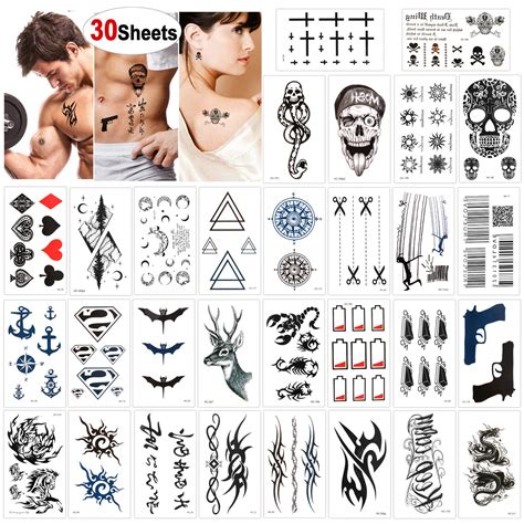 Buy Konsait 30 Sheets Temporary Tattoos for Men Women Adult Fake Tattoo ...