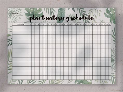 Printable Plant Watering Schedule - Printable Word Searches