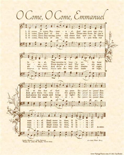 O Come O Come Emmanuel Lyrics Printable - Printable Templates