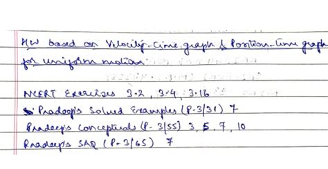 x-t & v-t graph for Uniform Motion - Physics - Assignment - Teachmint