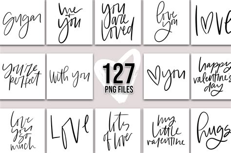 Valentine's Day Handlettered Words & Phrases - Clip Art, Font + More By ...