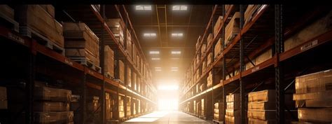 Premium AI Image | Warehouse interior with shelves and racks Industrial background