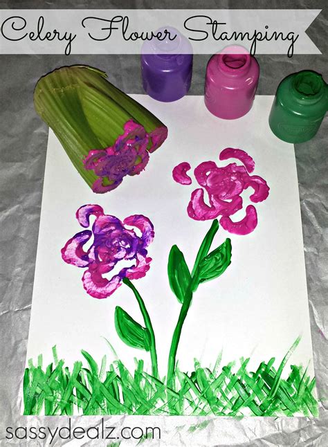 Celery Flower Stamping Craft For Kids | Spring flower crafts, Flower ...