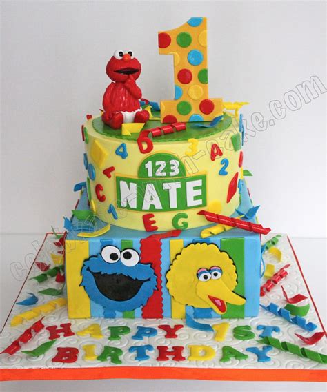 Celebrate with Cake!: 1st Birthday Sesame Street Themed 2 tier Cake