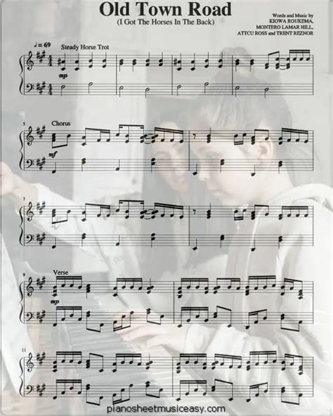 Old town road sheet music - A Major