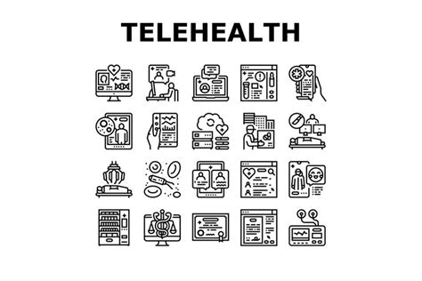 Telehealth Medicine Treatment Icons Set Vector (1789389)