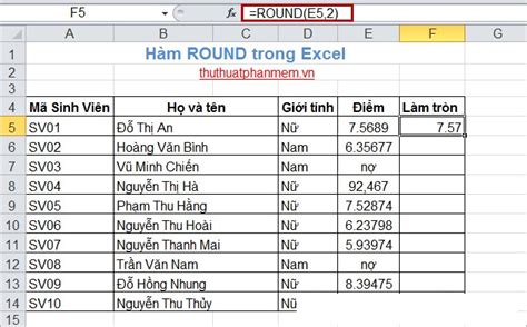 Tìm hiểu hàm Round (làm tròn) trong Excel - AiTi - Aptech