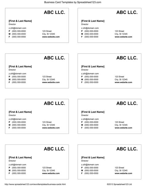 Simple Business Card Template Microsoft Word - Free Word Template