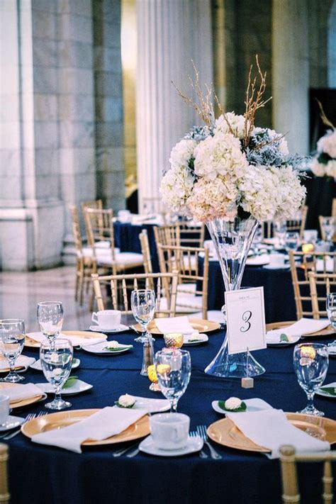 40 Navy Blue and Gold Wedding Ideas (With images) | Wedding table linens, Navy wedding ...