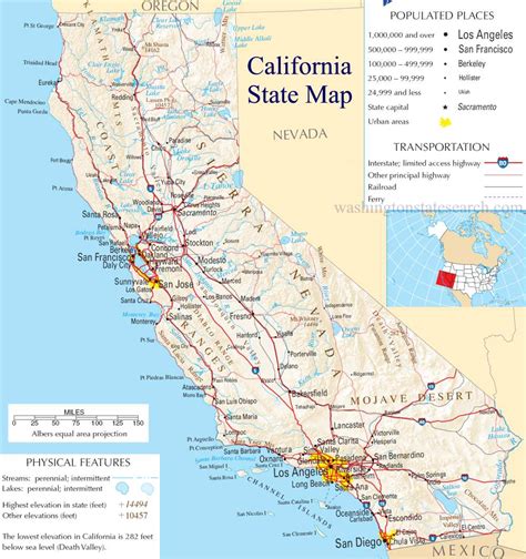 ♥ California State Map - A large detailed map of California State USA