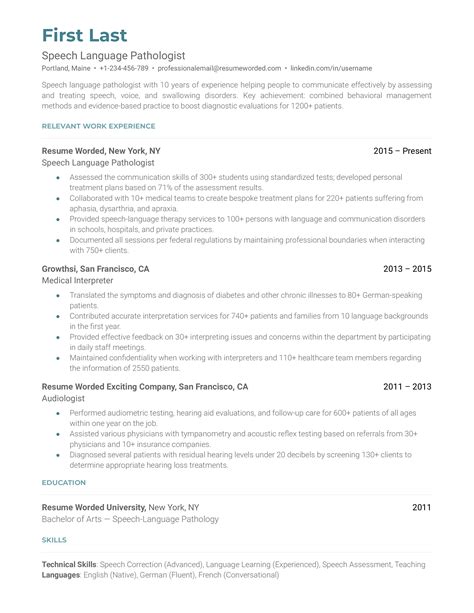 Speech Pathologist Resume Examples for 2024 | Resume Worded