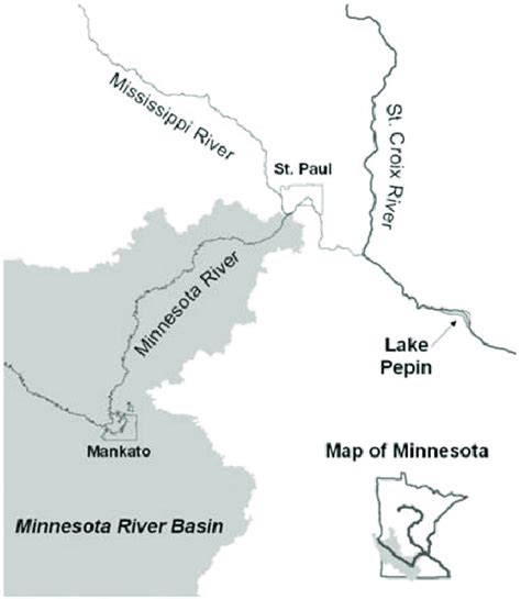 A map showing the Minnesota River Basin along with three major rivers... | Download Scientific ...