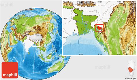 Physical Location Map of Lunglei, highlighted country