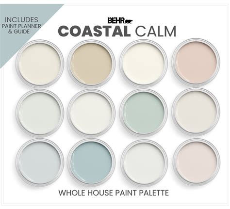Behr Coastal Paint Colors This Color Palette Includes Behr Swiss Coffee ...