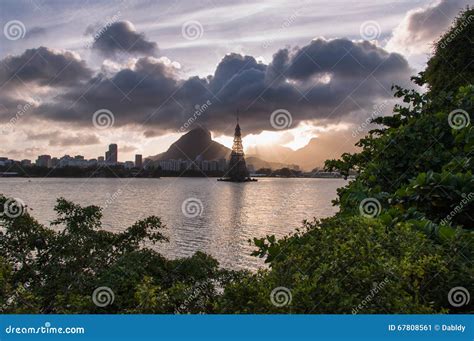 Christmas Tree in Rio De Janeiro Stock Image - Image of frame, lagoa ...